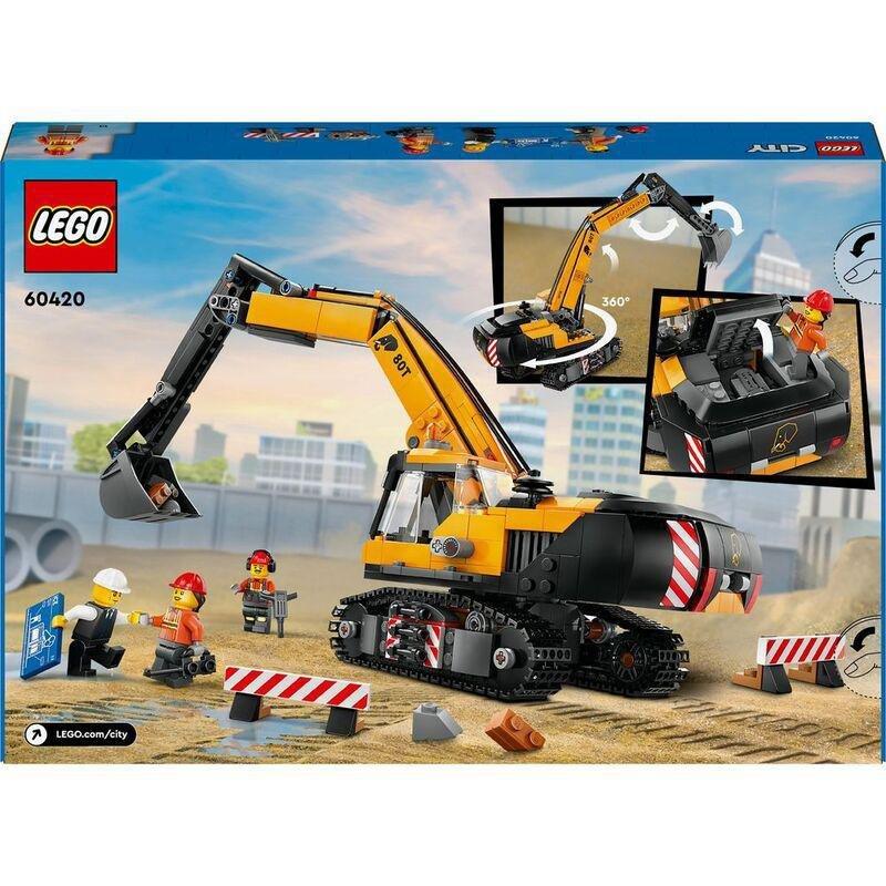 LEGO City Yellow Construction Excavator Toy Digger Building Set 60420 (633 Pieces), , large image number 4