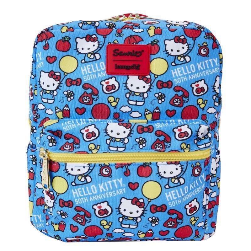 Loungefly Leather Hello Kitty 50th Anniversary Classic Alloverprintnylon Square Mini Backpack, , medium