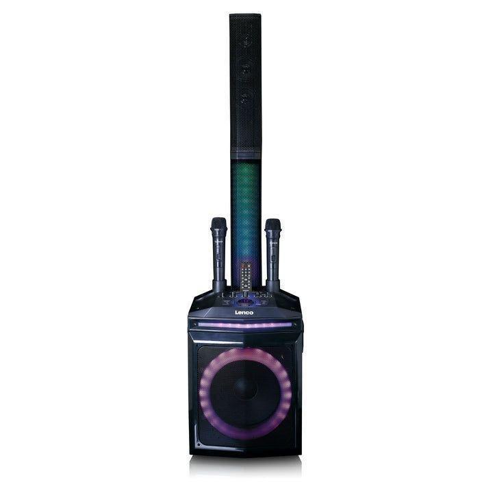 Lenco PA-220BK Bluetooth Party Speaker with 2 Wireless Microphones / Front and Column Lighting, , medium