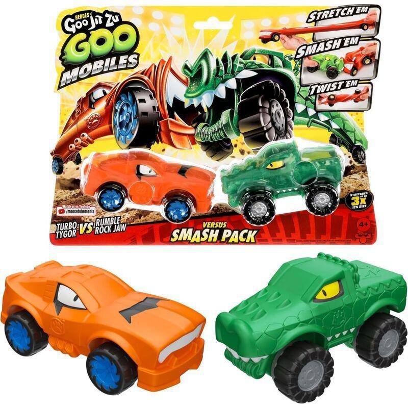Heroes Of Goo Jit Zu Goo Mobiles Versus Turbo Tygor Vs Rumble Rockjaw Smash (Pack of 2), , large image number 1