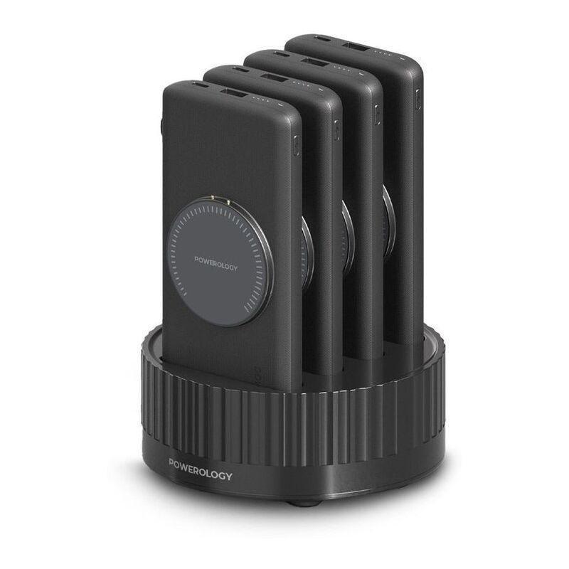 Powerology 4in1 Station 10000mAh PD 100W QC Wireless Power Bank - Black, , medium