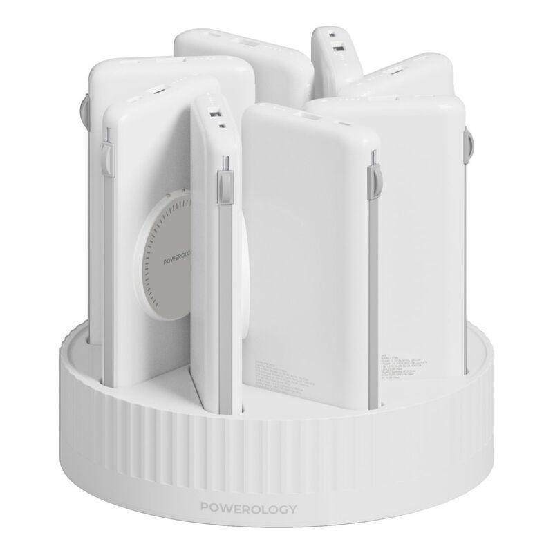 Powerology 8in1 Station 10000mAh PD 120W QC Wireless Power Bank - White, , medium