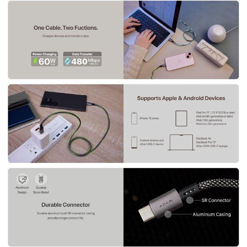 ADAM elements CASA MS200 USB-C to USB-C 60W Magnetic Charging Cable 2m - Titanium, , large image number 2