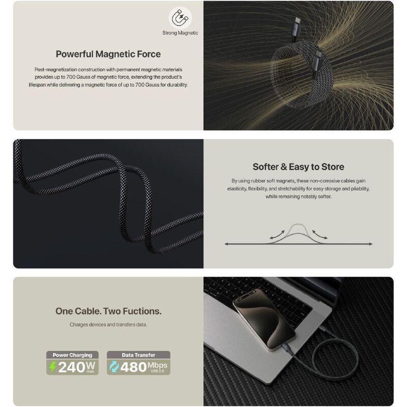 ADAM elements CASA MP100 USB-C to USB-C 240W Magnetic Charging Cable 1m - Gray, , large image number 1