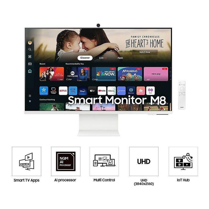 Samsung 32-inch Smart Monitor M80D UHD USB-C with Speakers & Remote, , large image number 3