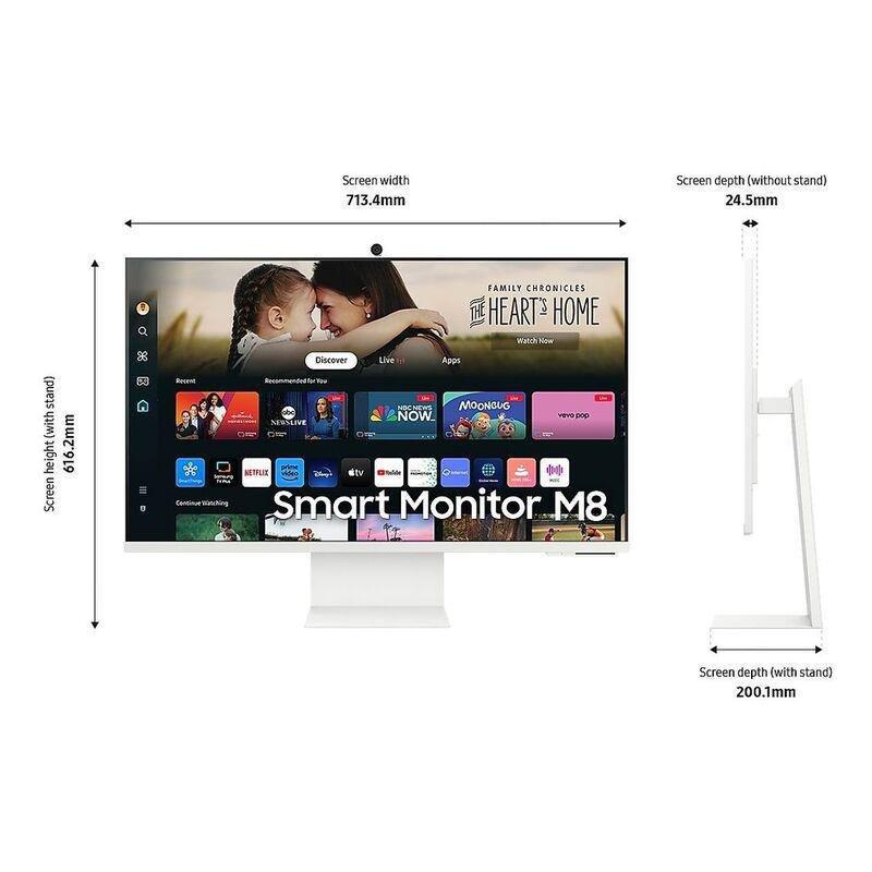 Samsung 32-inch Smart Monitor M80D UHD USB-C with Speakers & Remote, , large image number 4