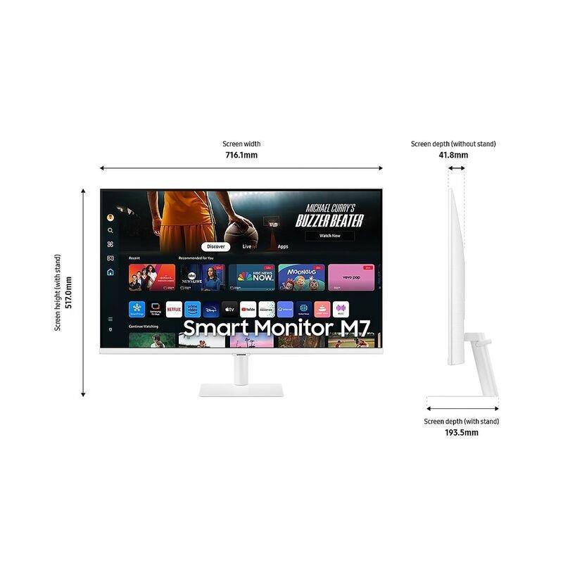Samsung 32-inch Smart Monitor M7 M70D UHD - White, , large image number 4