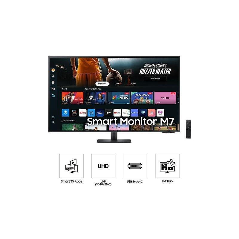 Samsung 43-inch Smart Black UHD Monitor M7 M70D USB-C - Black, , large image number 3