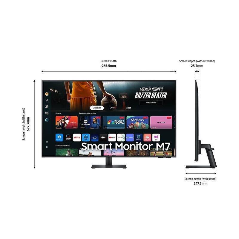Samsung 43-inch Smart Black UHD Monitor M7 M70D USB-C - Black, , large image number 4