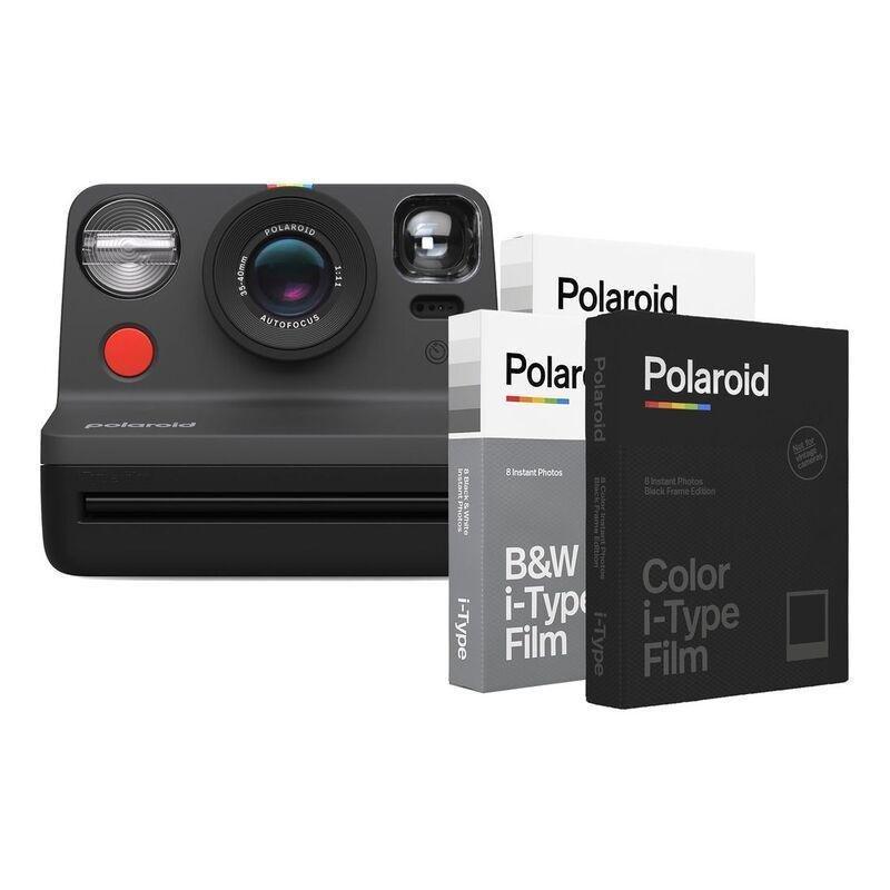 Polaroid Now 2 Instant Camera - Black + B&W Film Pack + iType Film Black Frame Pack (Bundle), , large image number 0
