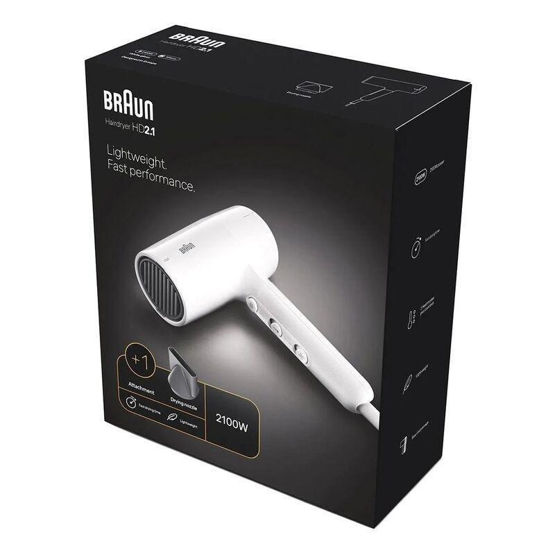 Braun Hairdryer HD2.1 Hair Dryer 2100W BRHD210SDE - Conc White, , medium