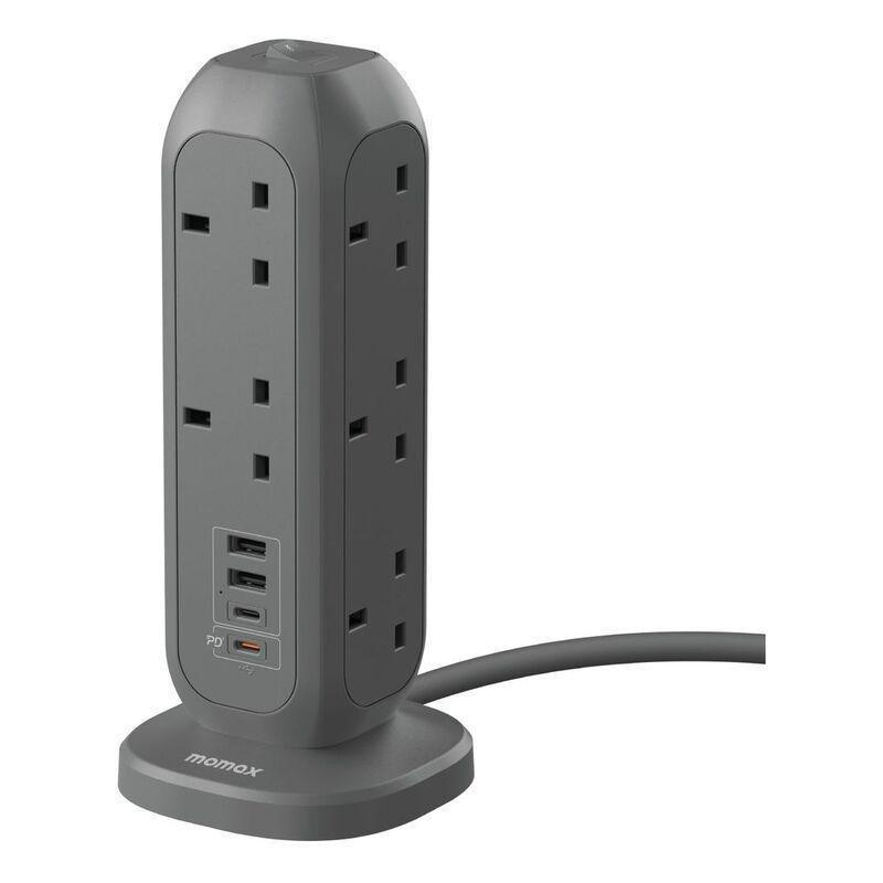 Momax Oneplug 11-Outlet Power Strip With USB Cable - Grey, , medium