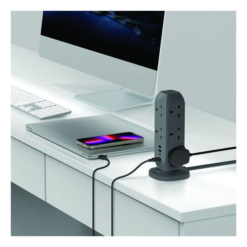 Momax Oneplug 11-Outlet Power Strip With USB Cable - Grey, , large image number 2