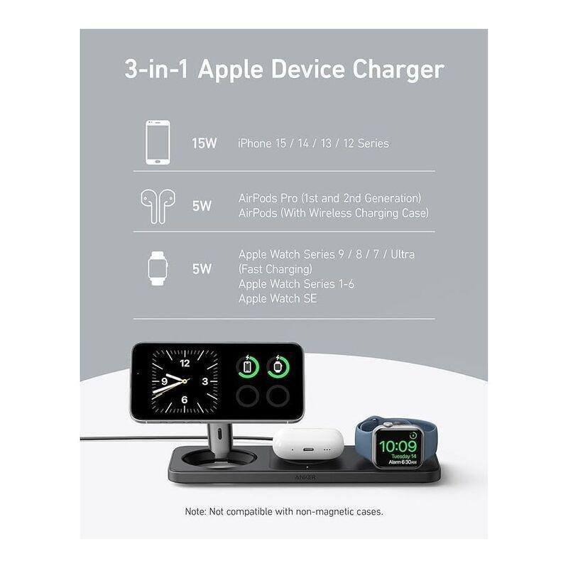 Anker MagGo Wireless Charging Station 15W 3-in-1 Pad With Cable And Wall Adapter, , large image number 1