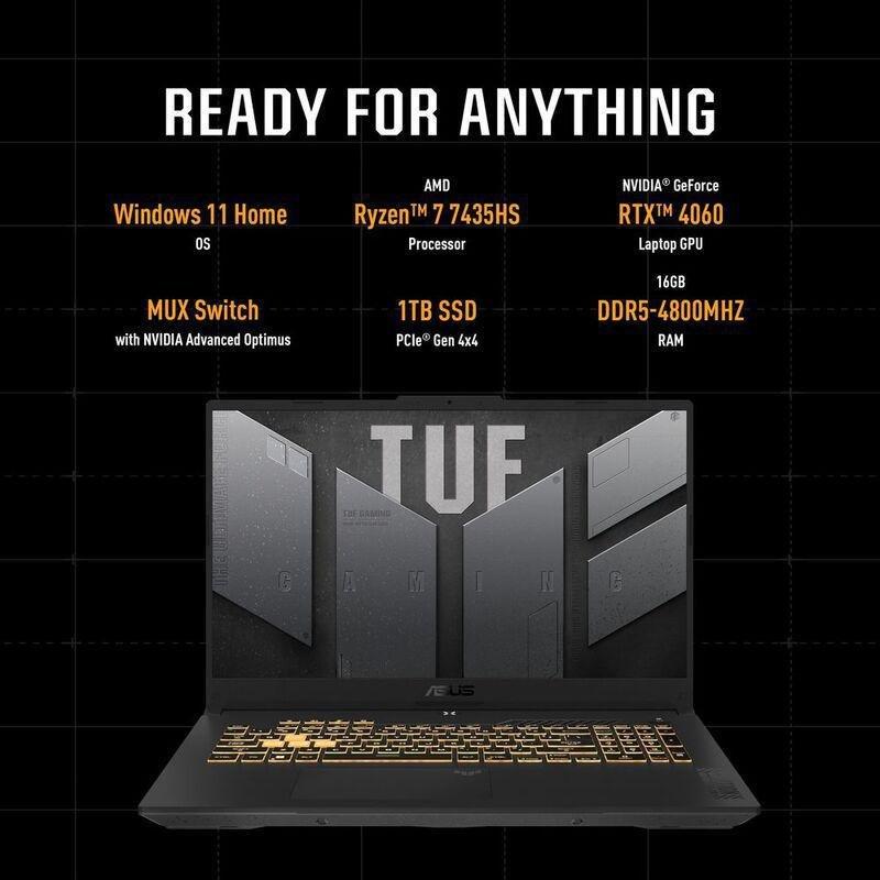 ASUS TUF Gaming A15 Laptop - FA507NVR-LP023W - AMD Ryzen 7 7435HS/16GB RAM/1TB SSD/NVIDIA GeForce RTX 4060 8GB/15.6" FHD (1920x1080) 144Hz/Windows ..., , large image number 3