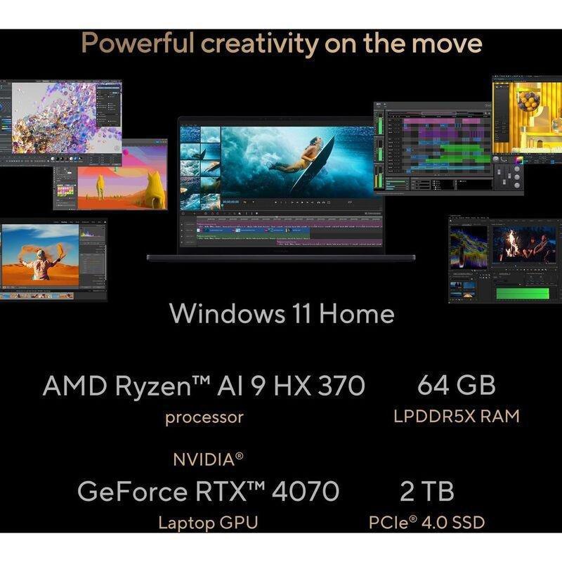 ASUS ProArt P16 OLED Laptop - H7606WI-ME123W - AMD Ryzen AI 9 HX 370/64GB RAM/2TB SSD/NVIDIA GeForce RTX 4070 8GB/16" OLED 4K (3840x2400) Touch Scr..., , large image number 7