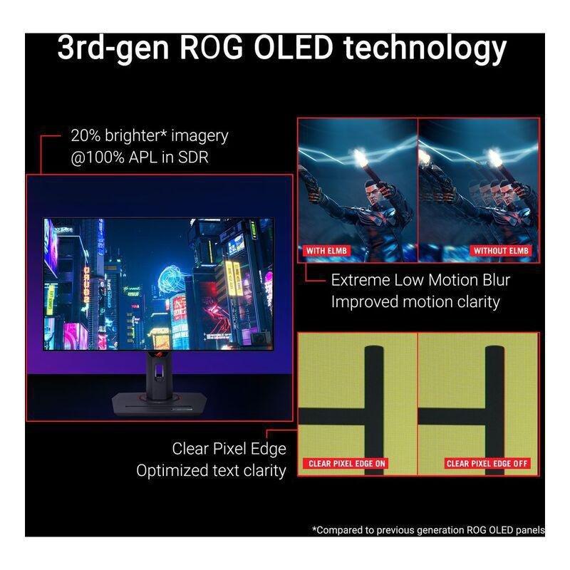 ASUS ROG Strix OLED XG27AQDMG Gaming Monitor 27-inch 1440p Glossy WOLED Panel/240Hz, , large image number 3