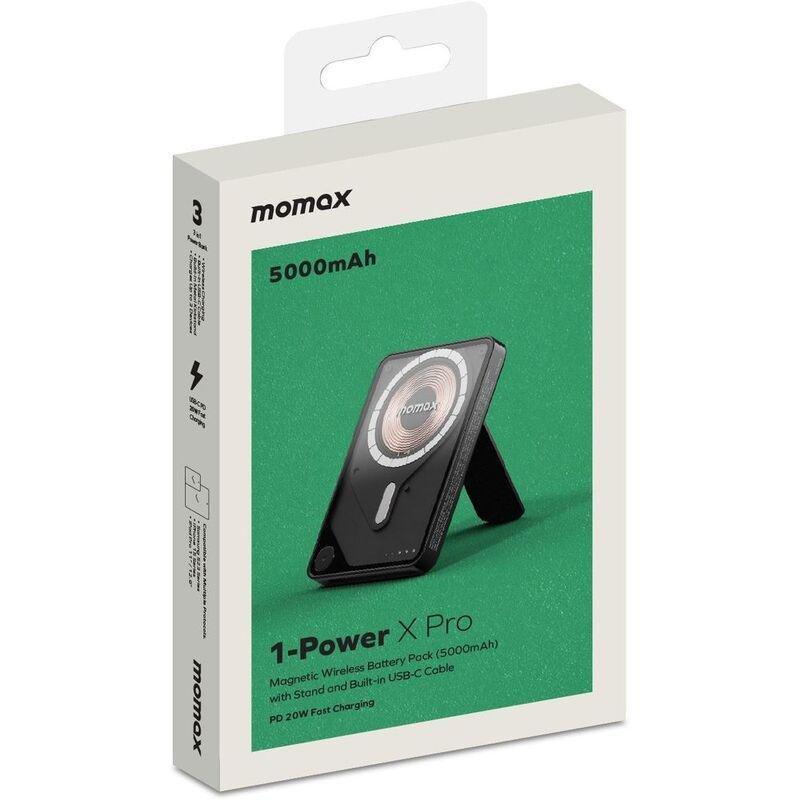 Momax 1-Power X Pro 5000mAh Magnetic Wireless Power Bank With Stand And Built-In USB-C Cable - Black, , large image number 5