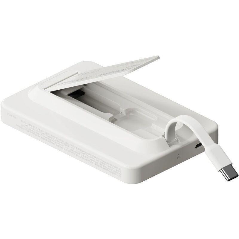 Momax 1-Power X Pro 5000mAh Magnetic Wireless Power Bank With Stand And Built-In USB-C Cable - White, , large image number 1