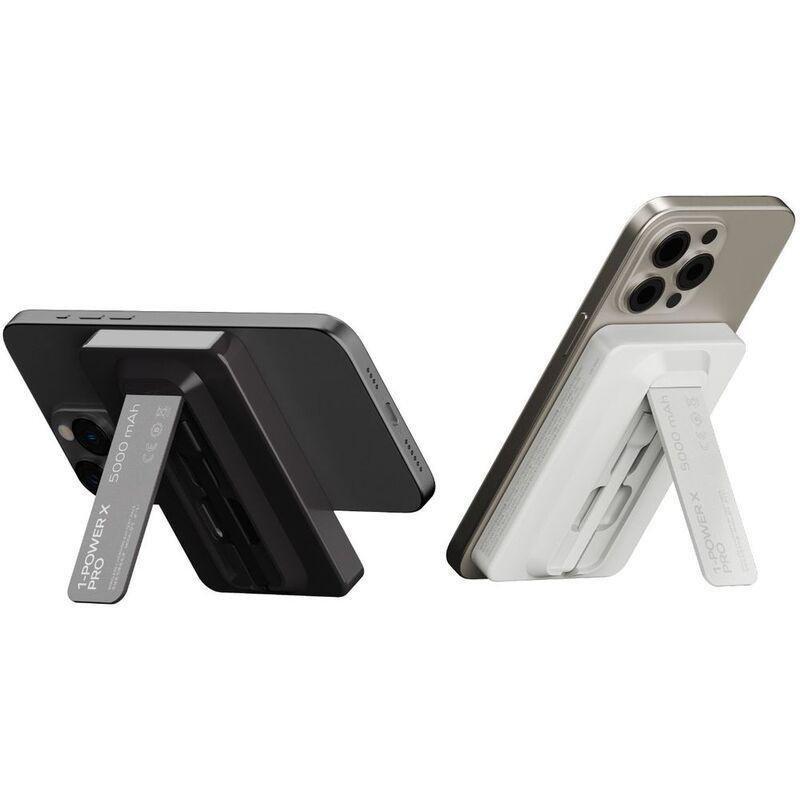 Momax 1-Power X Pro 5000mAh Magnetic Wireless Power Bank With Stand And Built-In USB-C Cable - White, , large image number 3