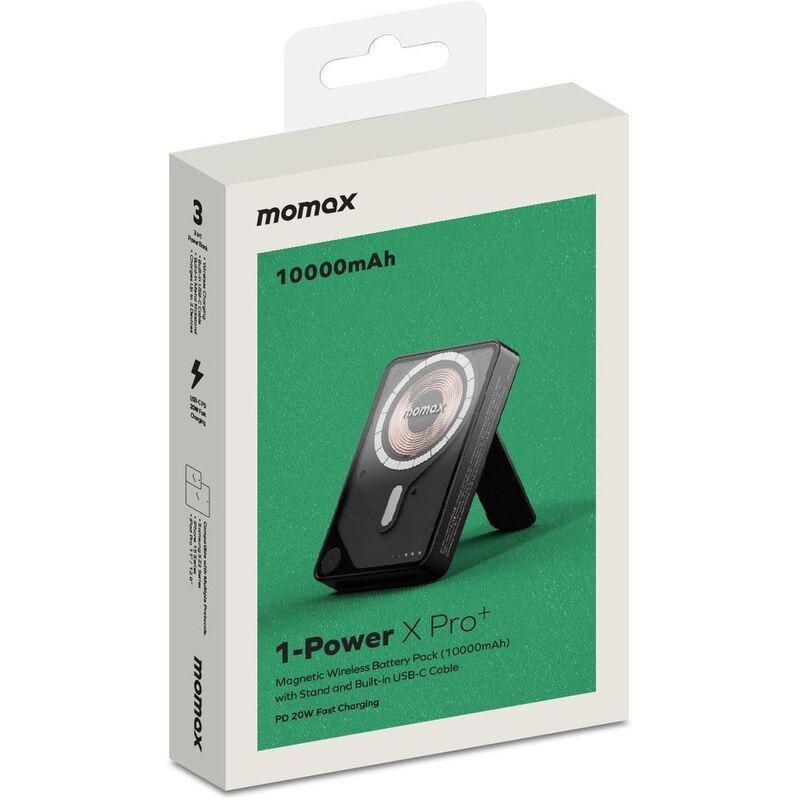 Momax 1-Power X Pro+ 10000mAh Magnetic Wireless Power Bank With Stand And Built-In USB-C Cable - Black, , large image number 4