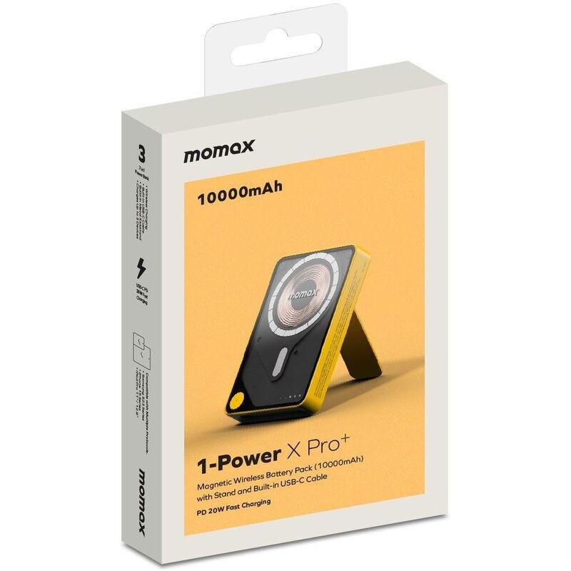Momax 1-Power X Pro+ 10000mAh Magnetic Wireless Power Bank With Stand And Built-In USB-C Cable - Yellow, , large image number 5