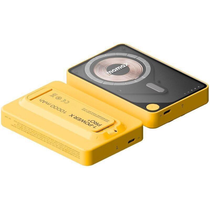Momax 1-Power X Pro+ 10000mAh Magnetic Wireless Power Bank With Stand And Built-In USB-C Cable - Yellow, , large image number 8