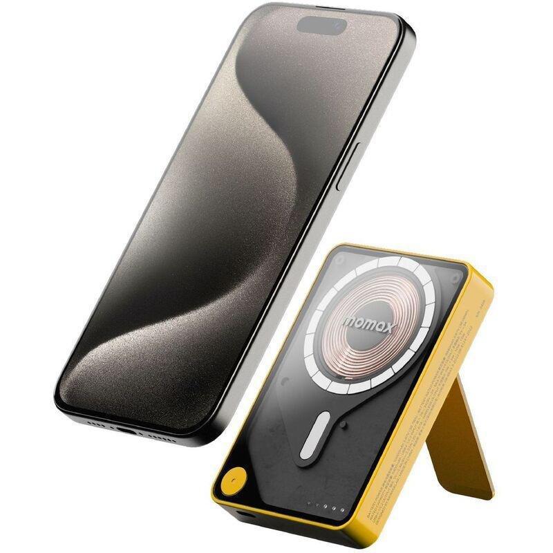 Momax 1-Power X Pro+ 10000mAh Magnetic Wireless Power Bank With Stand And Built-In USB-C Cable - Yellow, , large image number 9