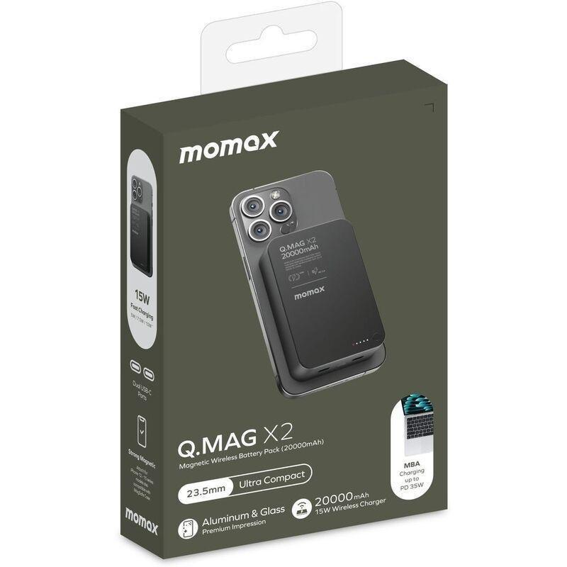 Momax Q.Mag X2 20000mAh Gen2 Magsafe Wireless Power Bank - Black, , large image number 1