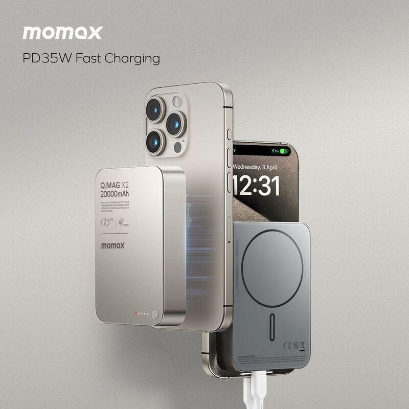 Momax Q.Mag X2 20000mAh Gen2 Magsafe Wireless Power Bank - Black, , large image number 6