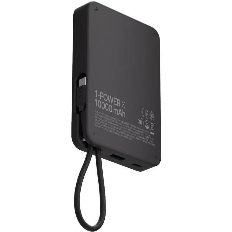 Momax 1-Power X 10000mAh Power Bank With Built-In USB-C Cable - Black, , large image number 1