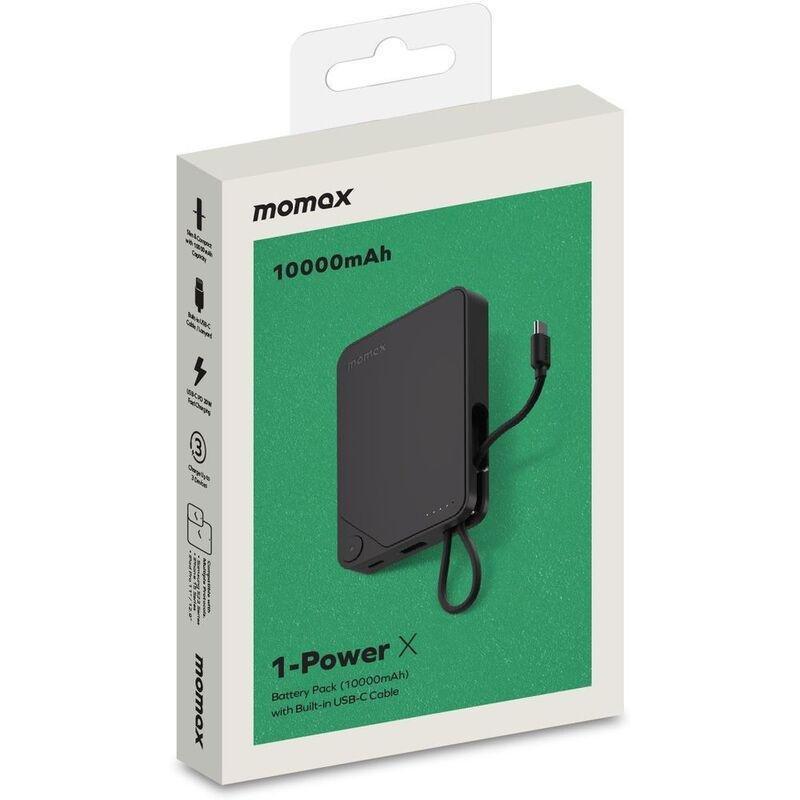Momax 1-Power X 10000mAh Power Bank With Built-In USB-C Cable - Black, , large image number 3