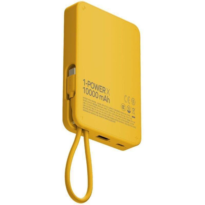 Momax 1-Power X 10000mAh Power Bank With Built-In USB-C Cable - Yellow, , large image number 1
