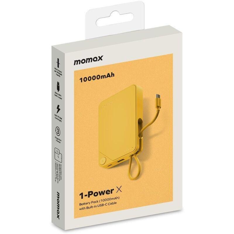 Momax 1-Power X 10000mAh Power Bank With Built-In USB-C Cable - Yellow, , large image number 3