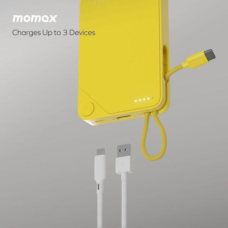 Momax 1-Power X 10000mAh Power Bank With Built-In USB-C Cable - Yellow, , large image number 8