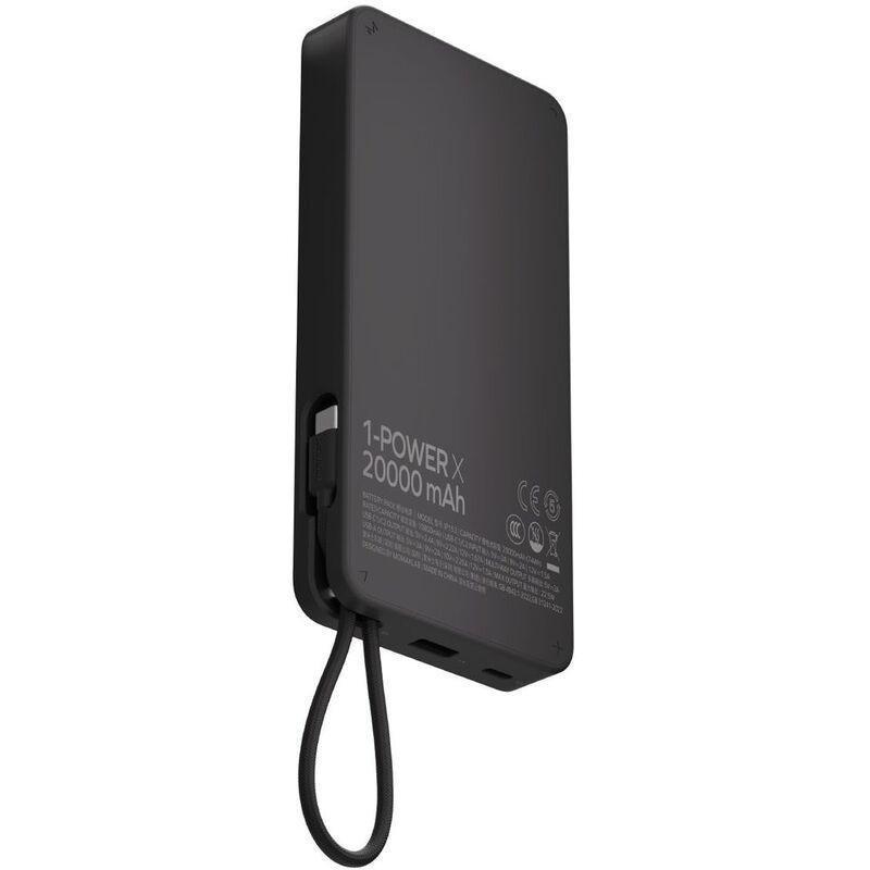 Momax 1-Power X 20000mAh Power Bank With Built-In USB-C Cable - Black, , large image number 1