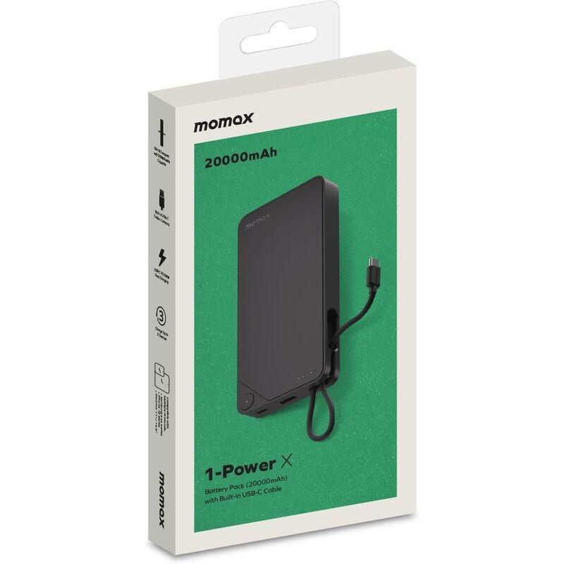 Momax 1-Power X 20000mAh Power Bank With Built-In USB-C Cable - Black, , large image number 3