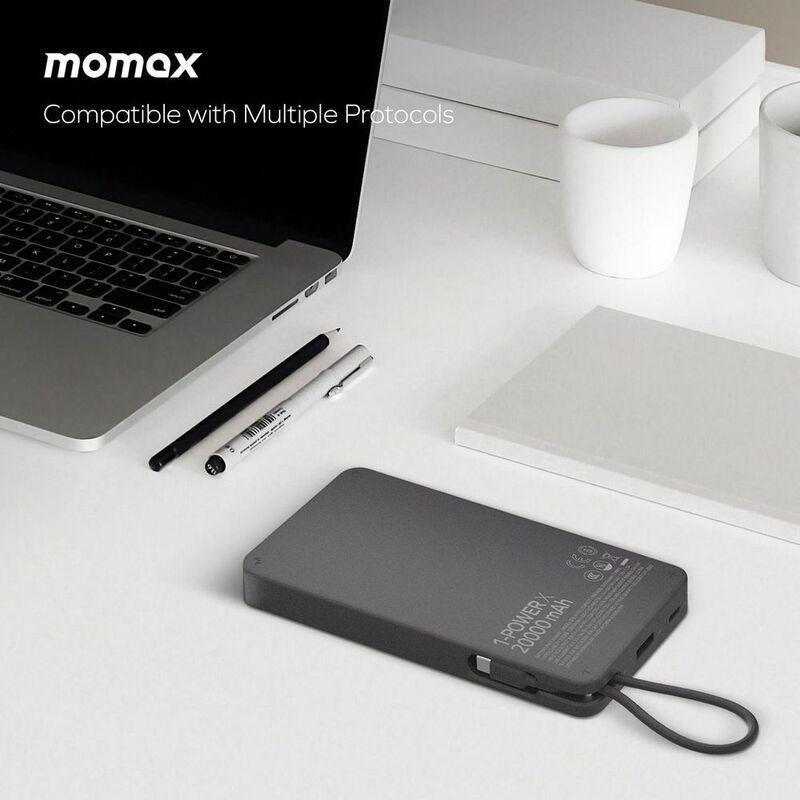 Momax 1-Power X 20000mAh Power Bank With Built-In USB-C Cable - Black, , large image number 6