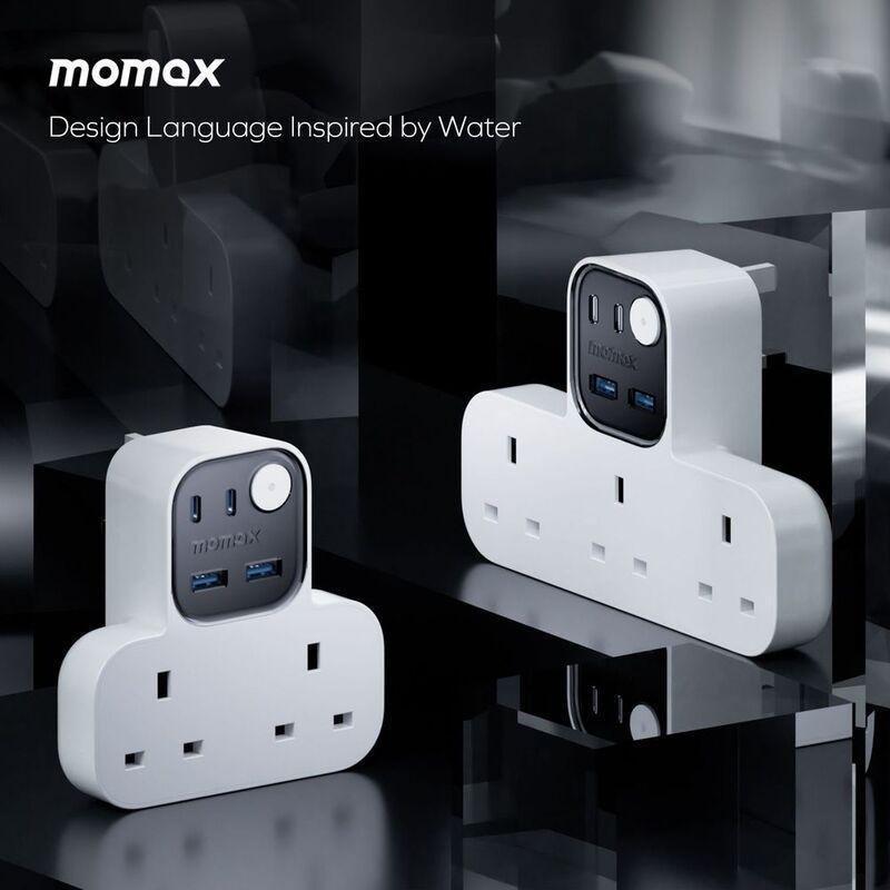 Momax 1-Charger Work Flow T-Shaped Extention 2 Socket With USB - White, , large image number 8