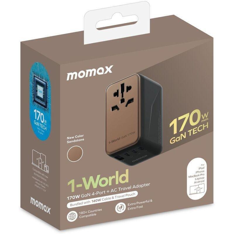 Momax 1-World 170W Gan 4 Port Travel Adapter - Rose Gold, , large image number 6