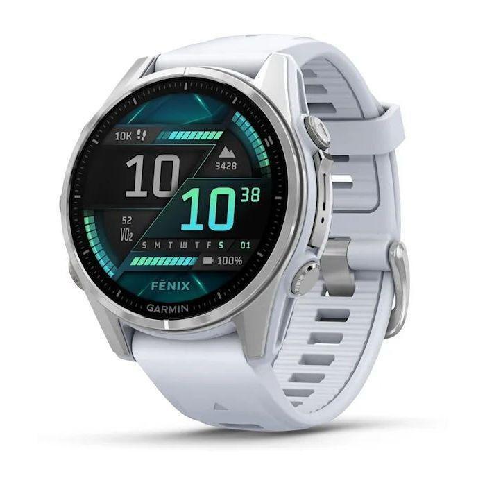 Garmin Fenix 8 43mm AMOLED Silver Smartwatch - Whitestone Silicone Band, , large image number 0