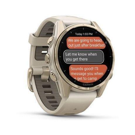 Garmin Fenix 8 43mm AMOLED Sapphire Soft Gold Smartwatch - Fog Gray/Dark Sandstone Silicone Band, , large image number 1