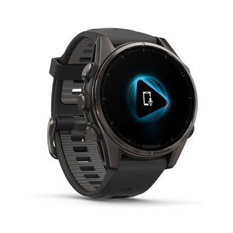 Garmin Fenix 8 43mm AMOLED Sapphire Carbon Gray DLC Titanium Smartwatch - Black/Pebble Gray Silicone Band, , large image number 1