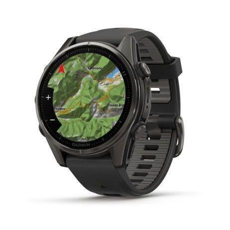 Garmin Fenix 8 43mm AMOLED Sapphire Carbon Gray DLC Titanium Smartwatch - Black/Pebble Gray Silicone Band, , large image number 2