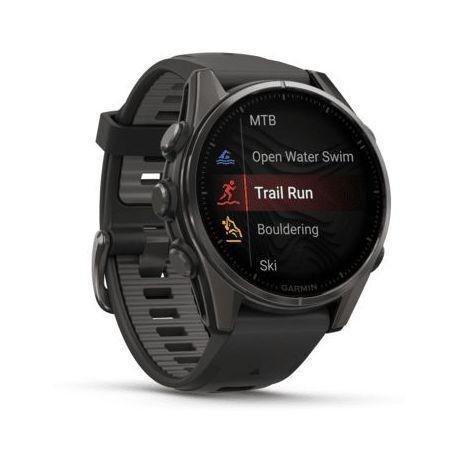 Garmin Fenix 8 43mm AMOLED Sapphire Carbon Gray DLC Titanium Smartwatch - Black/Pebble Gray Silicone Band, , large image number 3