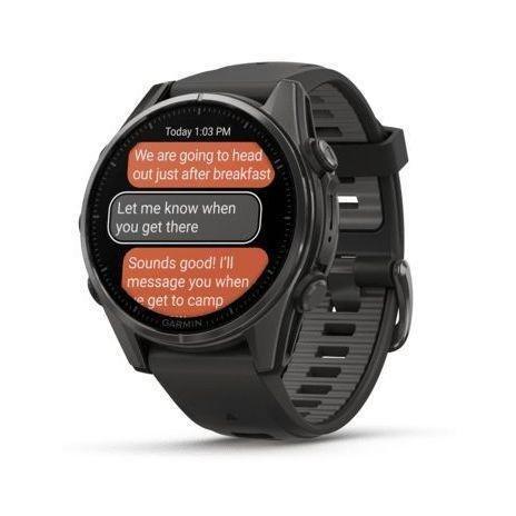 Garmin Fenix 8 43mm AMOLED Sapphire Carbon Gray DLC Titanium Smartwatch - Black/Pebble Gray Silicone Band, , large image number 6
