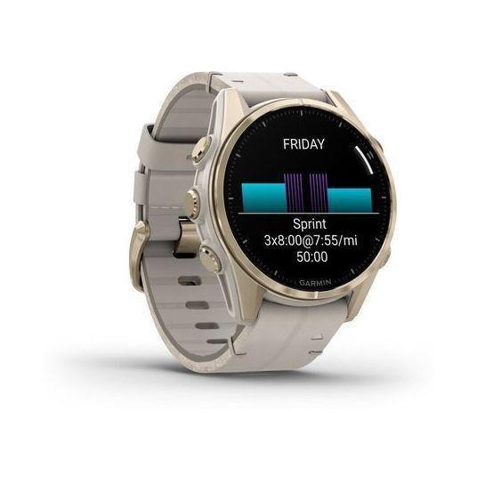 Garmin Fenix 8 43mm AMOLED Sapphire Soft Gold Stainless Steel Smartwatch - Fog Gray Leather Band + Fog Gray/Dark Sandstone Silicone Band, , large image number 4