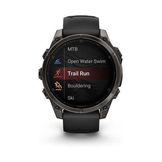 Garmin Fenix 8 47mm AMOLED Sapphire Carbon Gray DLC Titanium Smartwatch - Black/Pebble Gray Silicone Band, , large image number 0