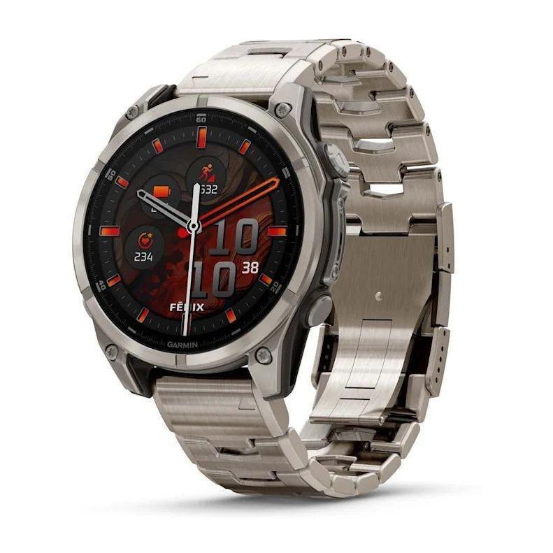 Garmin Fenix 8 47mm AMOLED Sapphire Bare Titanium Graphite Smartwatch - Titanium Band + Graphite Silicone Band, , medium