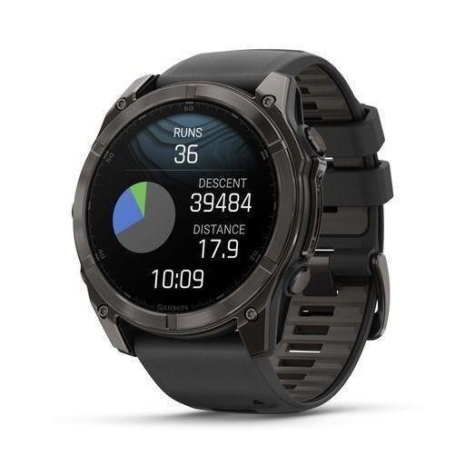 Garmin Fenix 8 51mm AMOLED Sapphire Carbon Gray DLC Titanium Smartwatch - Black/Pebble Gray Silicone Band, , large image number 1